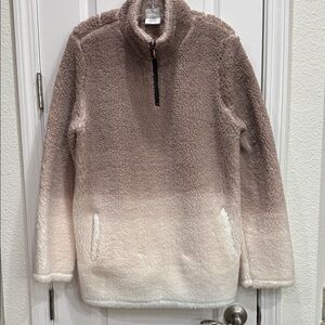 Gradient Sherpa Turtleneck Sweater with zipper